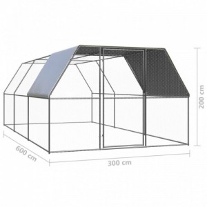 Kültéri horganyzott acél tyúkól 3 x 6 x 2 m