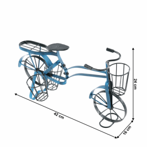 Kerékpár alakú RETRO virágcserép, fekete|kék, ALBO