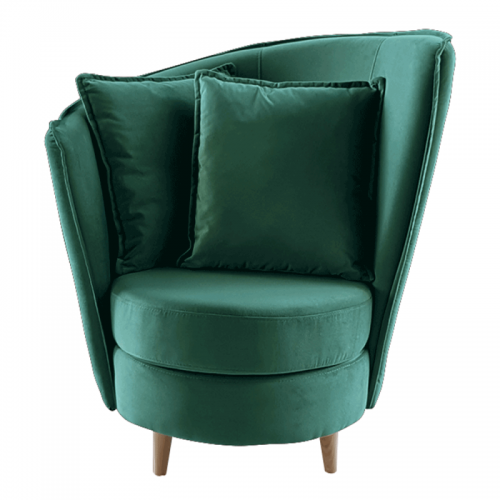 Fotel Art Deco stílusban, smaragd Kronos szövet|tölgy, ROUND NEW