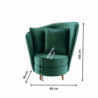 Fotel Art Deco stílusban, smaragd Kronos szövet|tölgy, ROUND NEW