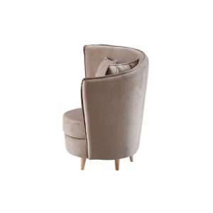 Fotel Art Deco stílusban, taupe barnásszürke Paros szövet|tölgy, ROUND NEW
