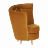 Fotel Art Deco stílusban, mustár színű Riviera szövet|tölgy, ROUND NEW