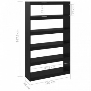 Fekete tömör fenyőfa könyvszekrény|térelválasztó 100x30x167,5cm