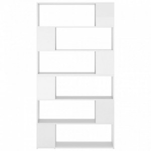 Magasfényű fehér térelválasztó könyvszekrény 100 x 24 x 188 cm