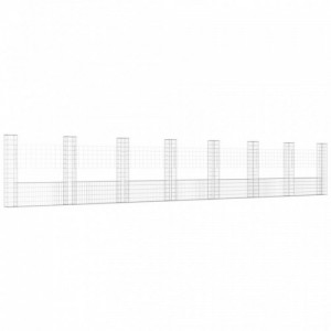U-alakú vas gabionkosár 8 oszloppal 860 x 20 x 150 cm