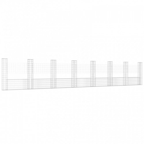 U-alakú vas gabionkosár 8 oszloppal 860 x 20 x 150 cm