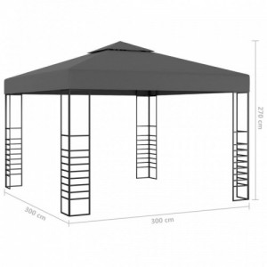 Antracitszürke kerti pavilon LED fényfüzérrel 3 x 3 m