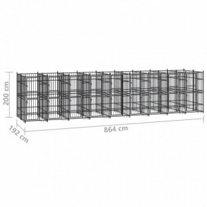 Acél kültéri kutyakennel 16,59 m²