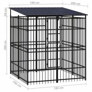 Acél kültéri kutyakennel tetővel 3,69 m²