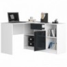 Sarok íróasztal 120x126cm fehér, magasfényű grafitszürke, jobbos kivitel