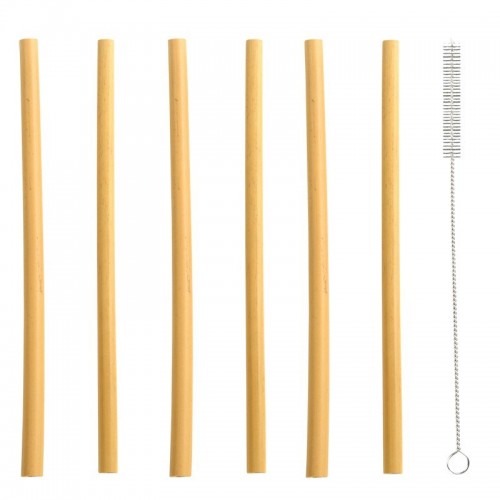Bambusz szívószál 6 db-os szett tisztító kefével
