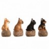 Kövön ülő ugató kiskutya polyresin szobor, négyféle