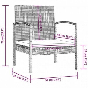 8 részes szürke polyrattan kerti bútorszett párnákkal