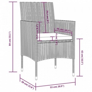 16 részes fekete polyrattan kerti ülőgarnitúra párnákkal