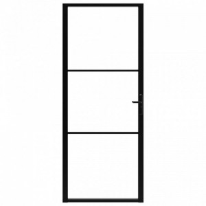 Fekete ESG üveg és alumínium beltéri ajtó 93 x 201,5 cm