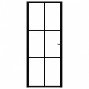 Fekete ESG üveg és alumínium beltéri ajtó 83 x 201,5 cm
