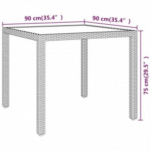 Barna polyrattan kerti asztal 90 x 90 x 75 cm