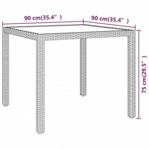 Szürke polyrattan kerti asztal 90 x 90 x 75 cm