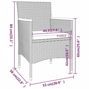 5 részes szürke polyrattan|tömör akácfa kerti étkezőgarnitúra