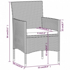 5 részes szürke polyrattan és edzett üveg kerti bisztrószett