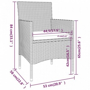 3 részes szürke polyrattan és akácfa kerti étkezőgarnitúra