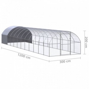 Kültéri horganyzott acél tyúkól 3 x 12 x 2 m