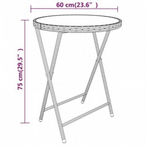 5 részes szürke polyrattan és edzett üveg kerti bisztrószett