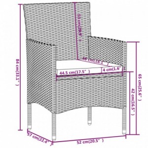 3 részes fekete polyrattan kerti étkezőgarnitúra