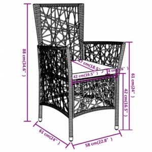 3 részes szürke polyrattan kerti étkezőgarnitúra