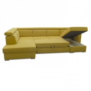 Luxus kivitelű ülőgarnitúra, sárga|barna párnák, jobbos, MARIETA U