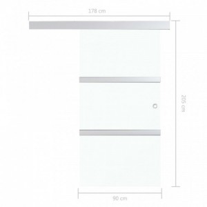 Ezüst ESG üveg és alumínium tolóajtó puha ütközőkkel 90x205 cm