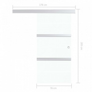 Ezüst ESG üveg és alumínium tolóajtó puha ütközőkkel 76x205 cm