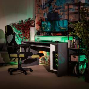 Irodai|gamer szék, fekete|zöld, JORIK