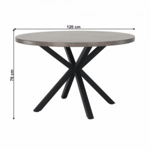 Étkezőasztal, beton|fekete, átmérő 120 cm, MEDOR