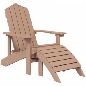 Barna HDPE kerti adirondack szék lábtartóval