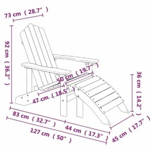 Barna HDPE kerti adirondack szék lábtartóval