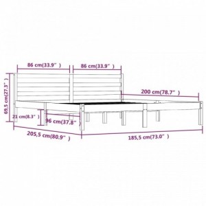 Fekete tömör fenyőfa ágykeret 180 x 200 cm (Super King)