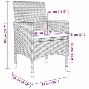 5 részes polyrattan és üveg kerti étkezőgarnitúra párnákkal