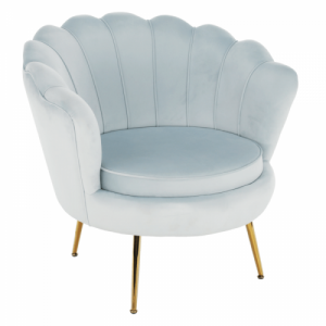Fotel Art-deco stílusban, szürke-kék Velvet anyag|gold chróm-arany, NOBLIN