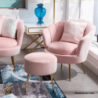 Fotel Art-deco stílusban, rózsaszín Velvet anyag|gold króm-arany, NOBLIN