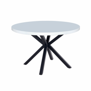 Étkezőasztal, fehér matt|fekete, átmérő 120 cm, MEDOR