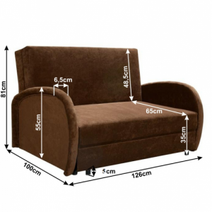 Széthúzható fotel, barna, MILI 2