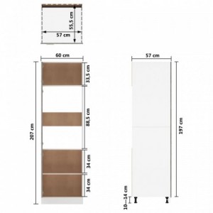 Betonszürke szerelt fa szekrény hűtőhöz 60 x 57 x 207 cm