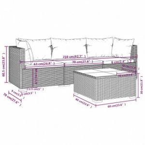 4 részes barna polyrattan kerti bútorszett párnákkal