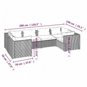 6 részes szürke polyrattan kerti ülőgarnitúra párnákkal