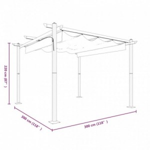 Antracitszürke kerti pavilon behúzható tetővel 3 x 3 m