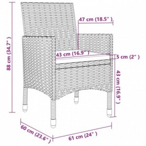 9 részes polyrattan és üveg kerti étkezőgarnitúra párnákkal