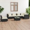 7 részes fekete polyrattan kerti ülőgarnitúra párnákkal