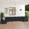 7 részes fekete polyrattan kerti ülőgarnitúra párnákkal