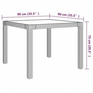 3-részes fekete polyrattan kültéri étkezőszett párnákkal